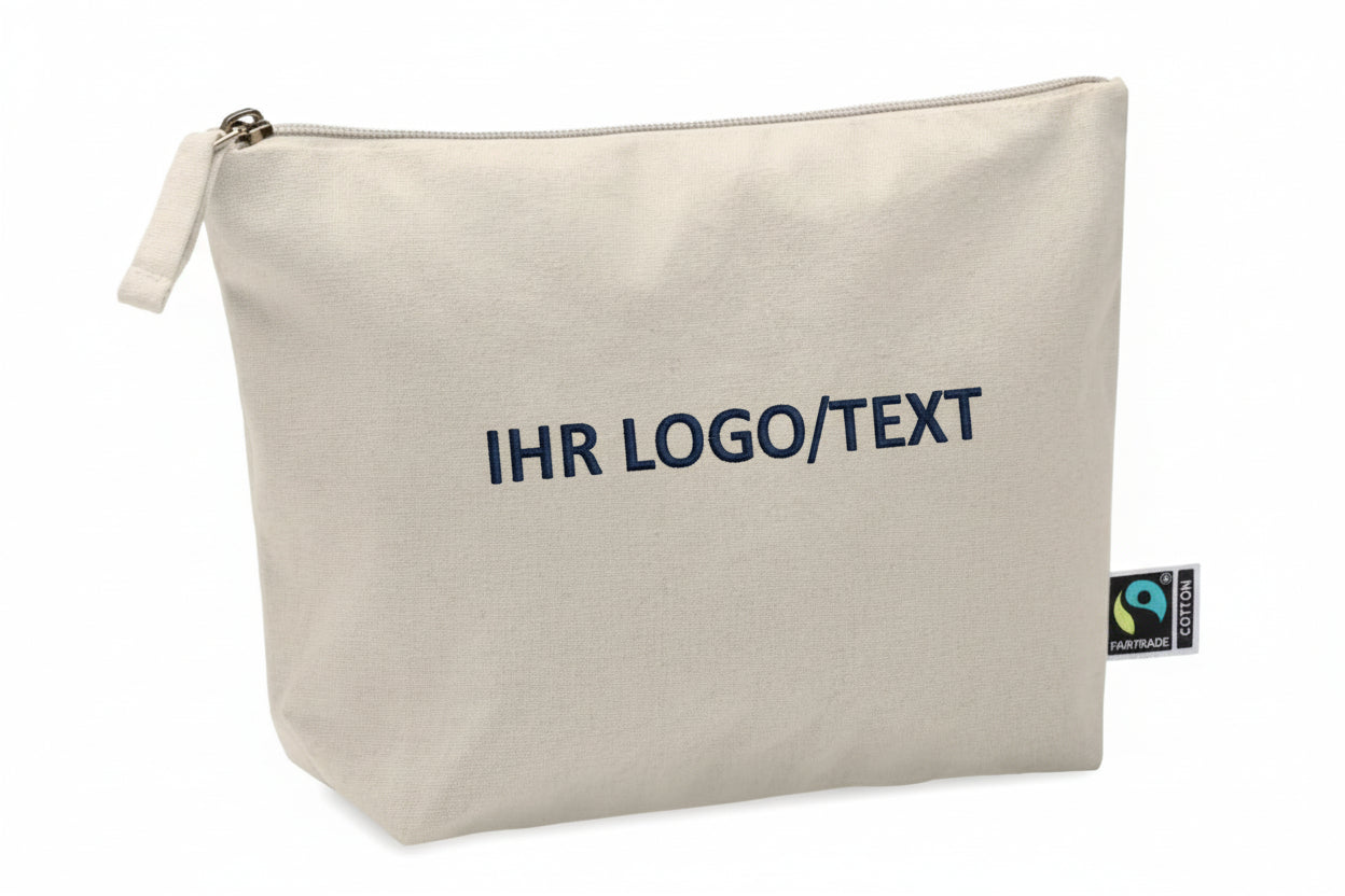 Personalisierte Fairtrade Kosmetiktasche Natur